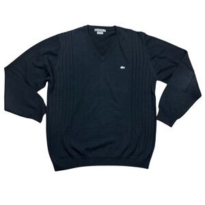 Lacoste Men's V-Neck Black Sweater XL/6 Long Sleeve Pullover Casual